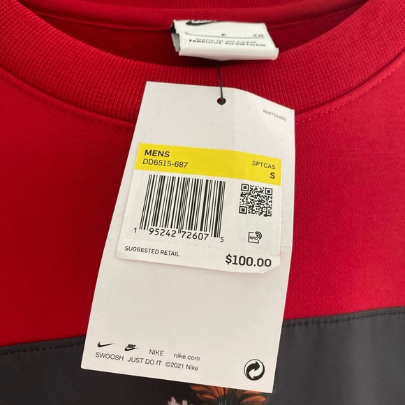 Nike Sportswear Graphic Fleece Crew Red - Picture 4 of 7